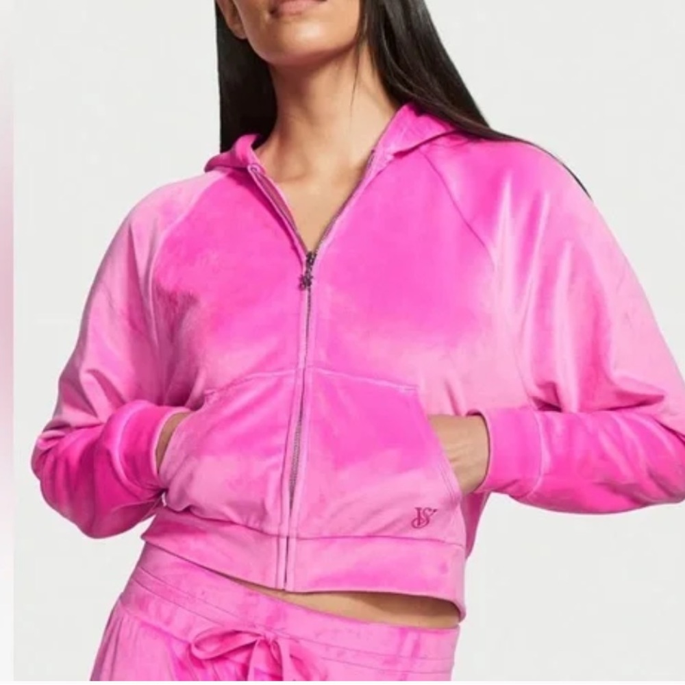 victorias secret pink velour track suit